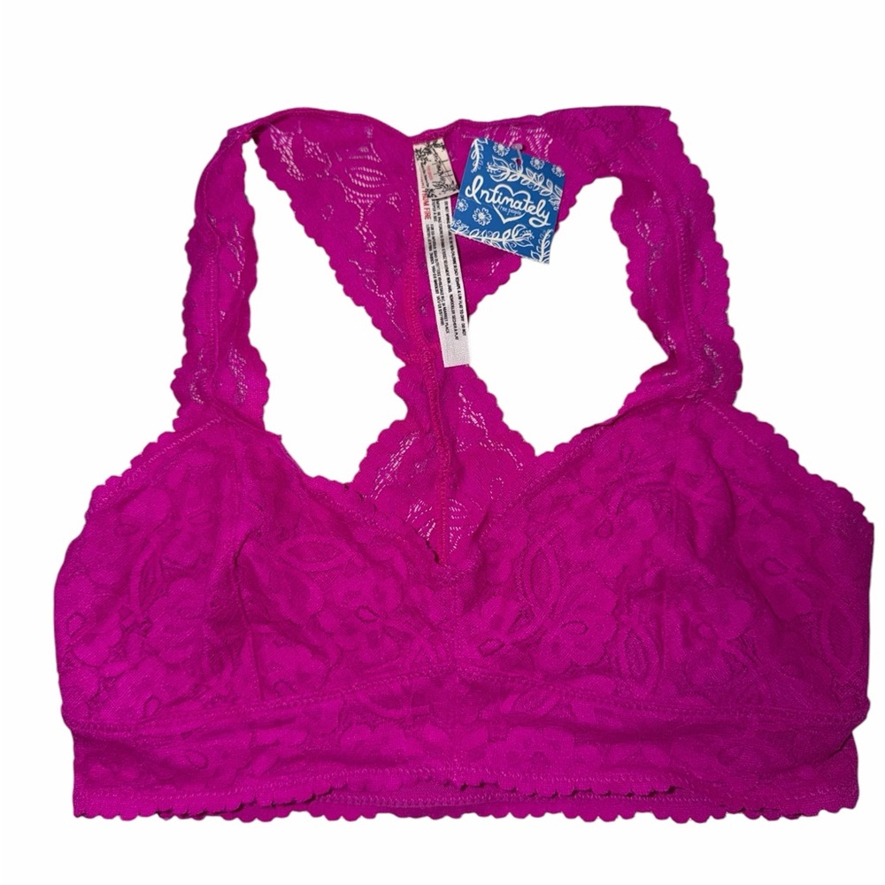 Free People NWT Small/ medium Lace Racerback Bralette  fashion womens pink - Picture 16 of 16